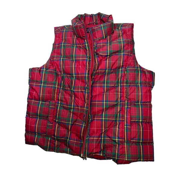 Lands' End Women's Red Plaid Vest - Picture 4 of 4